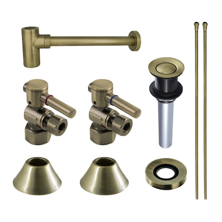 Kingston Brass CC43103DLVKB30 Plumbing Sink Trim Kit with Bottle Trap and Drain, Antique Brass CC43103DLVKB30